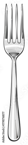 Simple Hand Drawn Sketch of a Metal Dining Fork