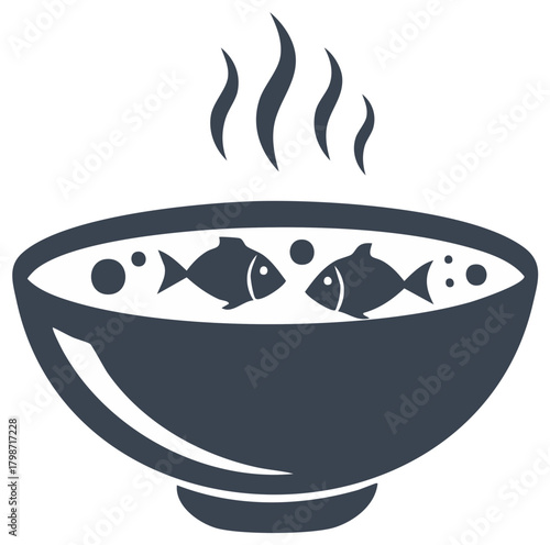Fish soup in a bowl, steaming hot