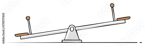 Children's playground teeter totter seesaw with cartoon style vector illustration