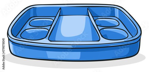 Colorful cartoon blue divided tray container for organization and storage