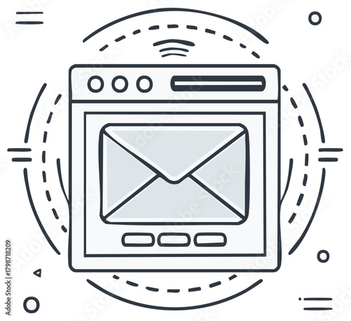 Web browser displaying an email icon for digital messaging and internet communication