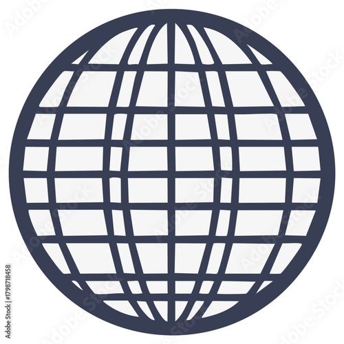 Doodle Style Globe Illustration with Meridian Lines for World Travel Concepts