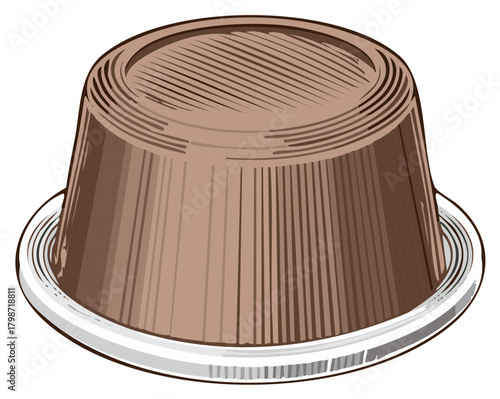 Single-serve coffee capsule illustration with brown content vector graphic, simple studio shot of coffee pods for caffeine energy beverages