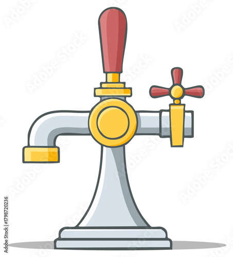 Cartoon Beer Tap Illustration Bar Dispenser Draft Alcohol Service