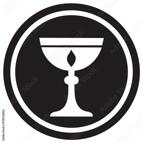 Holy Chalice Icon Symbol White Black Circle Religious Graphic Design