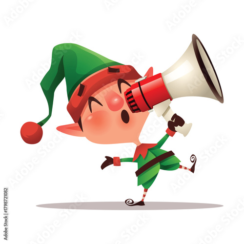 Elf Make Announcement with Megaphone