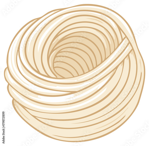 Close-up view of uncooked pasta nest, food preparation, culinary ingredient