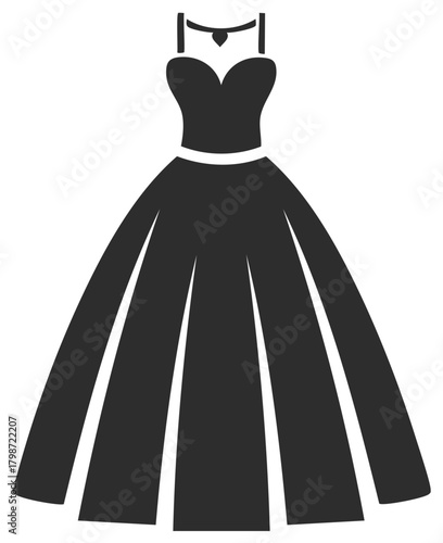 Elegant Black Ball Gown Illustration Silhouette Formal Evening Dress