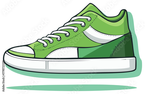 Vibrant Green Fashion Sneaker Illustration Footwear Sport Style Graphic