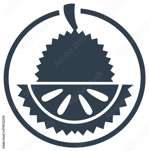 Durian Fruit Icon Simple and Bold Circular Design Food Illustration vector
