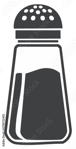 Salt Shaker Design Black and White Simple Kitchen Condiment Icon Shape
