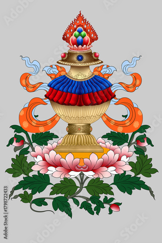 Tashi Tapgay Tibetan Illustration Tibetan Auspicious Symbol