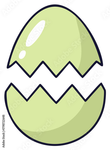 Cartoon Cracked Eggshell Design Illustration Easter Icon Isolated