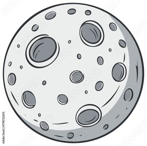 Playful vector illustration of the celestial full moon featuring its iconic impact craters