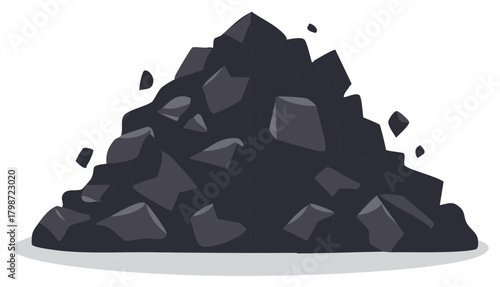 Illustration of a Coal Pile with Dark Shading and Stylized Depiction
