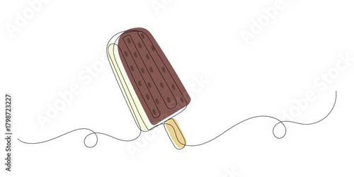 Continuous Single Line Art Ice cream bar