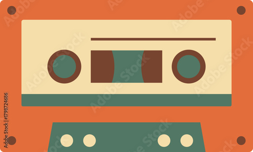 Retro Audio Cassette Tape Vector Illustration
