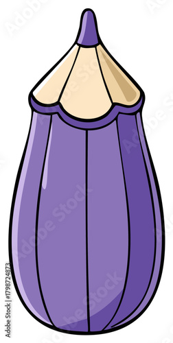 Stylized purple cartoon flower bud or fantasy plant pod illustration