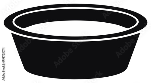 Simple black outline icon of a small, round bowl filled with a liquid substance