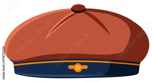 Vintage Newsboy Cap Isolated Vector Illustration Retro Style Hat for Men or Women Stylish Apparel