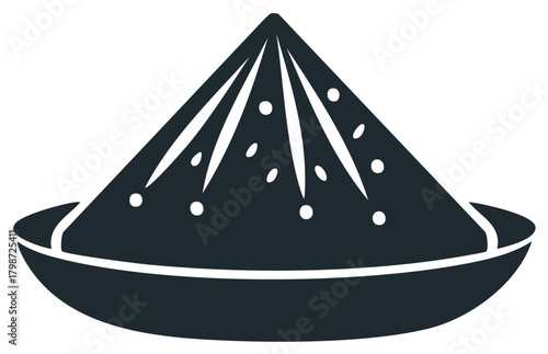 Minimalist icon of a Tumpeng traditional Indonesian cone shaped rice dish