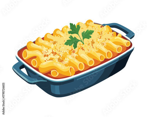 Delicious Baked Cannelloni or Pasta Rolls with Rich Tomato Sauce and Melted Cheese Topping - Vector Illustration
