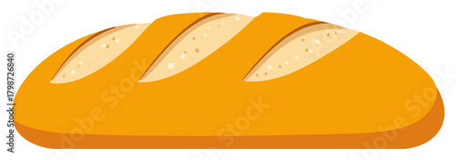 Freshly Baked Loaf of Bread with Three Cuts Crispy Crust and Soft Interior Illustration