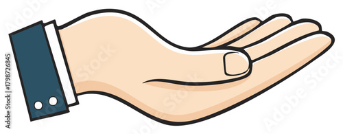 Cartoon Hand Gesture Offering Presenting Holding Something Invisible Illustration