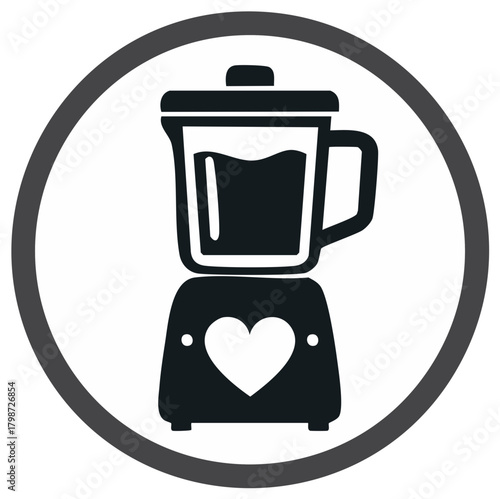 Isolated kitchen blender icon with heart graphic for healthy eating and lifestyle choices