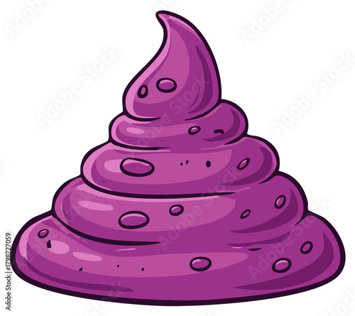 Purple Cartoon Swirl Pile Illustration Icon with Oval Decorations and Gradient