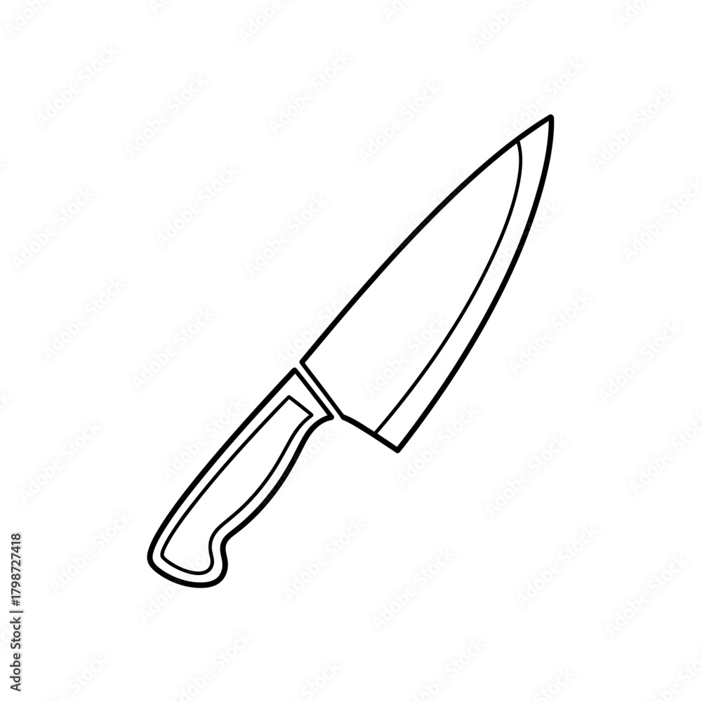 Obraz premium Outline Drawing of a Chefs Knife.