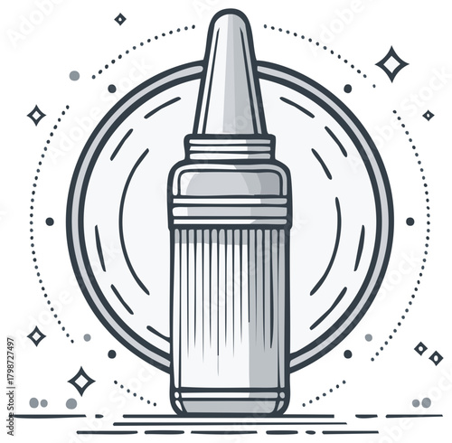 Medical nasal spray bottle illustration with dropper applicator vector art