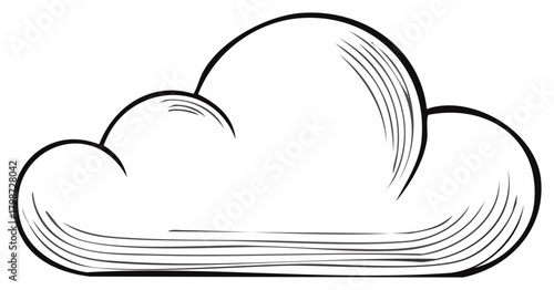 Minimalist cloud icon with line art textures, a weather element for designers to use in their graphic projects.