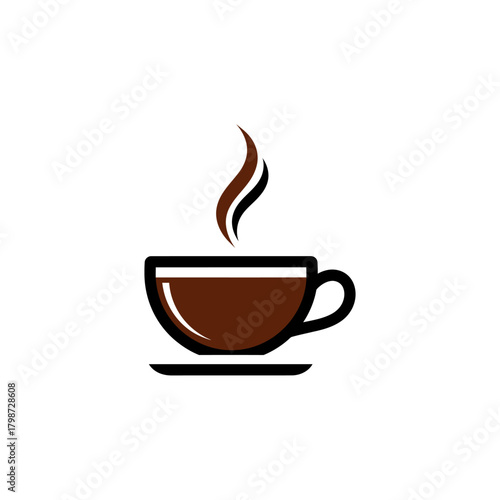 Simple Coffee Cup Icon with Steam.