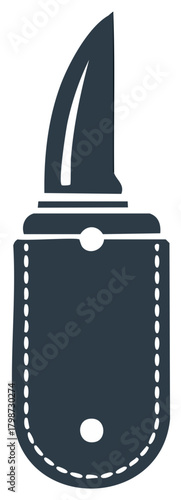 Pocket knife with leather case illustration