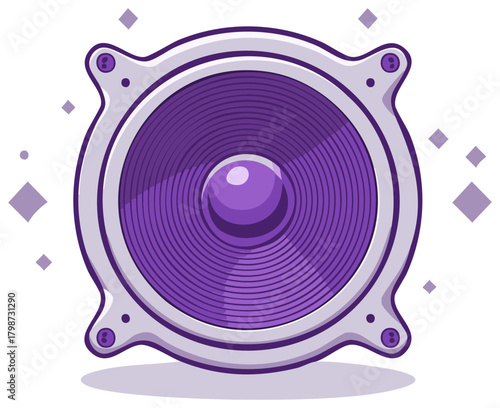 Modern purple audio speaker or woofer vector illustration for music and sound concepts