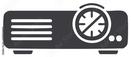 Projector with Stop Sign Graphic Device Icon Teaching Media Equipment Video Technology