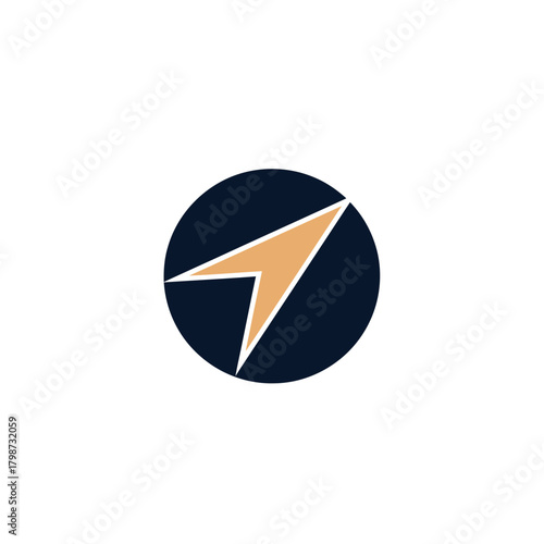 Abstract compass arrow navigation symbol.