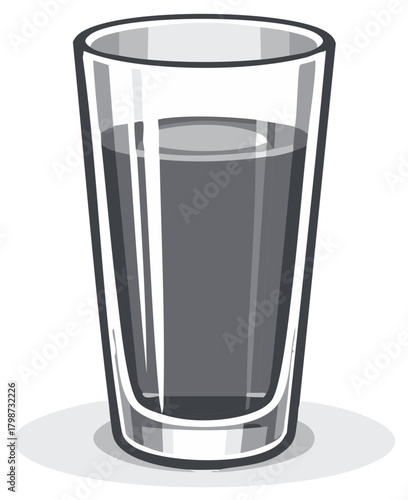 Tall Glass with Liquid Illustration of a drinking glass partially filled with a dark colored liquid creating a simple vector image