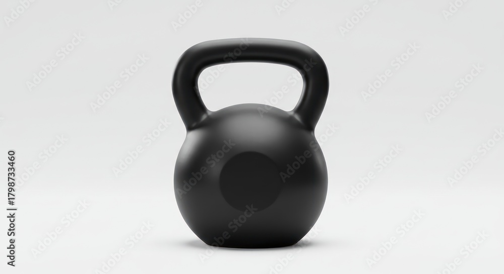 Fototapeta premium Black Kettlebell on White Background for Fitness and Strength Training.