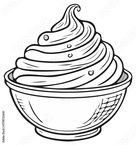 Swirl soft serve ice cream in a bowl illustration