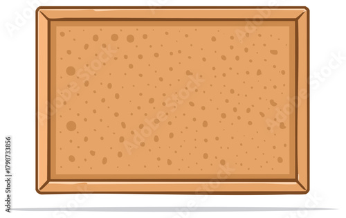 Cartoon brown bulletin board with wood frame ready for notices, announcements or messages