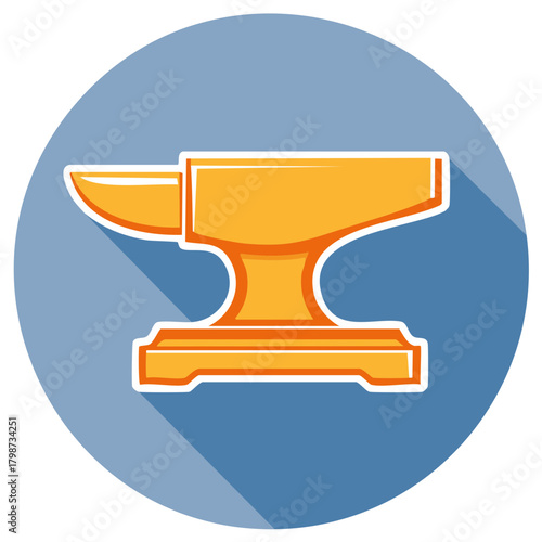 Illustration of a classic orange anvil tool with a long shadow