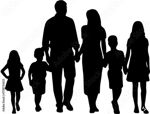 silhouettes of Family mother and father with child