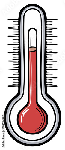 Red liquid thermometer indicating fever or high temperature