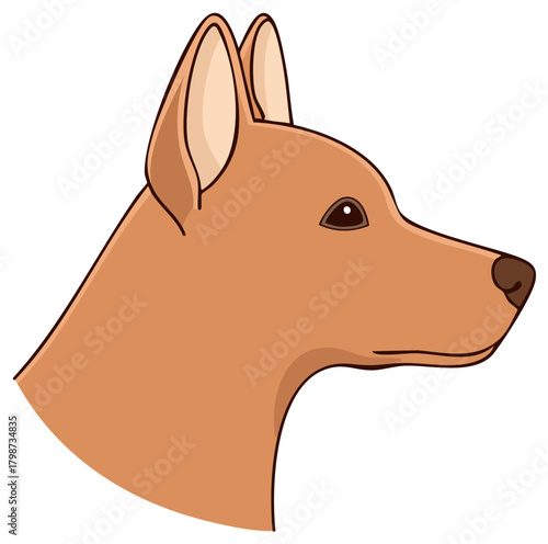 Dog profile illustration with pointy ears, brown color, and cute animal design