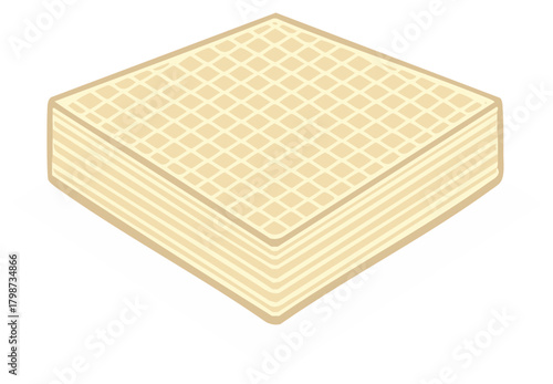 Simple illustration of a stacked wafer cookie with a textured surface and layered edges