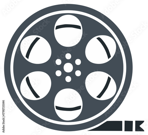 Film reel icon motion picture film projector video tape flat symbol illustration