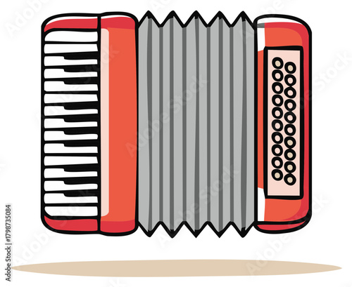 A Hand Drawn Accordion Illustration for Music, Culture and Entertainment Related Projects