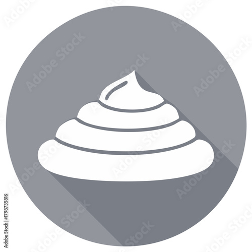 Pile icon illustration, circle grey background, long shadow flat graphic design